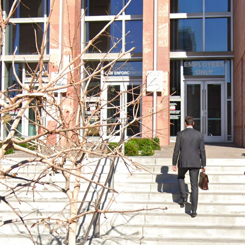 Attorney walking into Las Vegas courthouse